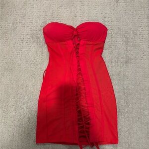 Oh Polly Red Strapless Dress US 2